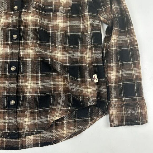 Hollister Sz XXS Brown Plaid Button Down Shirt Soft Flannel Long Sleeve Viscose - Picture 5 of 7